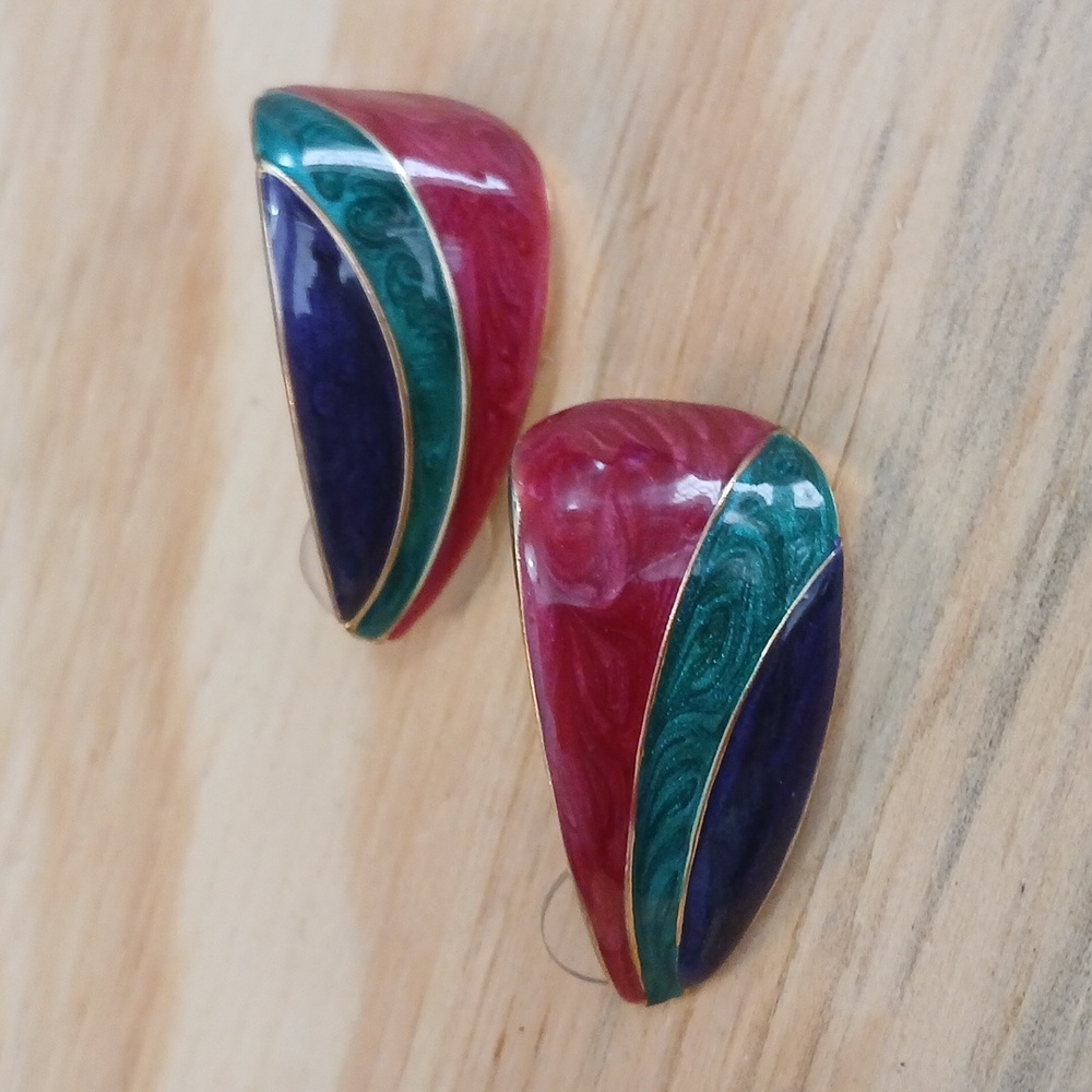 Retro Multicolor Enamel Earrings